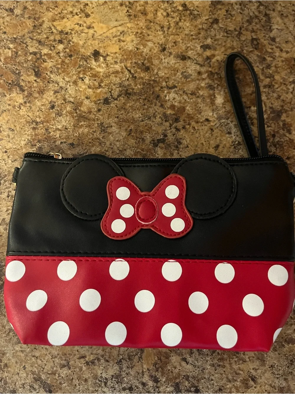 Polka Dot Bow Wristlet Clutch - Black & Red